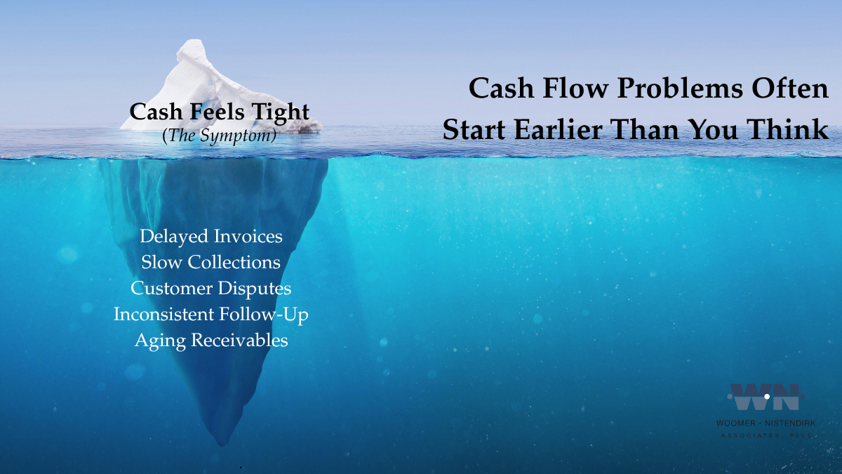 Cash flow problems often start in accounts receivable before appearing in a company's bank balance